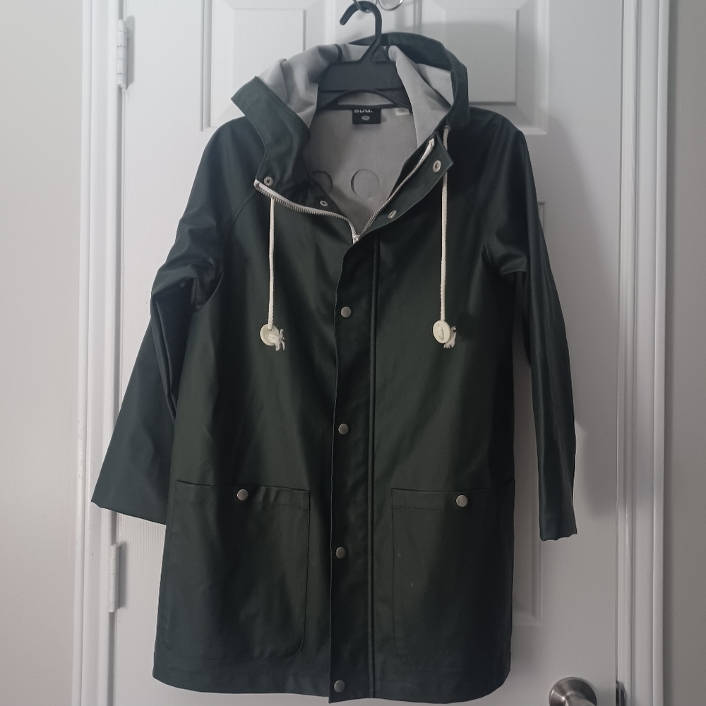 BDG Hunter Green Fisherman Rain Jacket Sz S - Picture 2 of 7